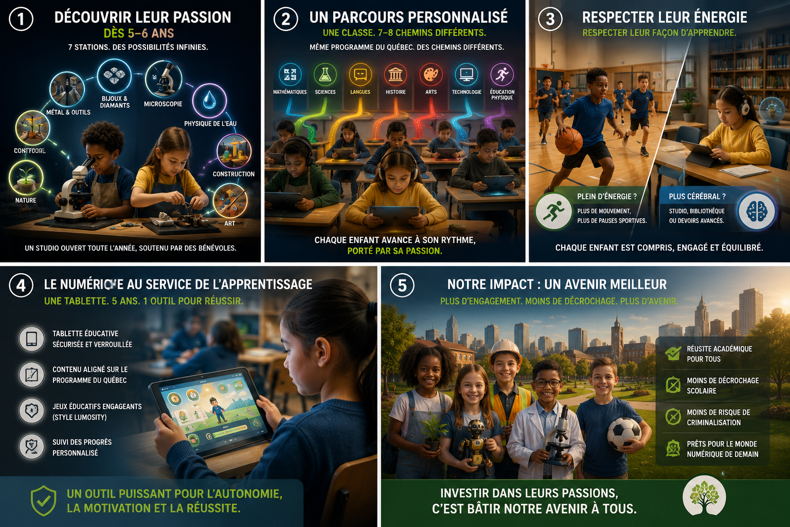 Infographie — Les 5 composantes du programme